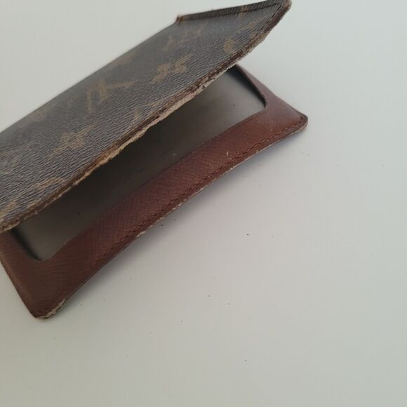 Louis Vuitton LV Brown Folding Monogram Leather Card ID Wallet Small Authentic - Picture 10 of 11